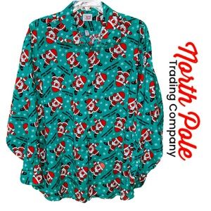 NORTH POLE Santa Claus Dabbing Dab Dance Christmas Casual Shirt Men’s Sz 2XL